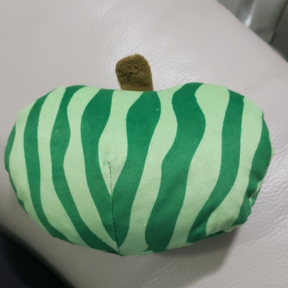 Green Striped Plush Pumpkin Dog Toy
